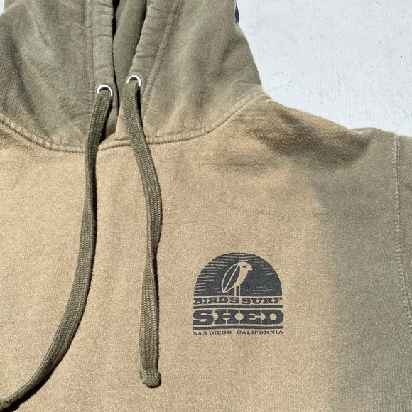 Men's Bird's Surf Shed Hoodie Green Logo NO SIZE Beach Surf CA San Diego Wax - Picture 3 of 13